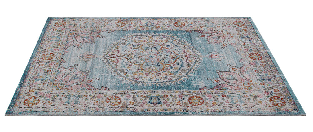 Teppich blau mit buntem Muster 160 x 230 cm TAET