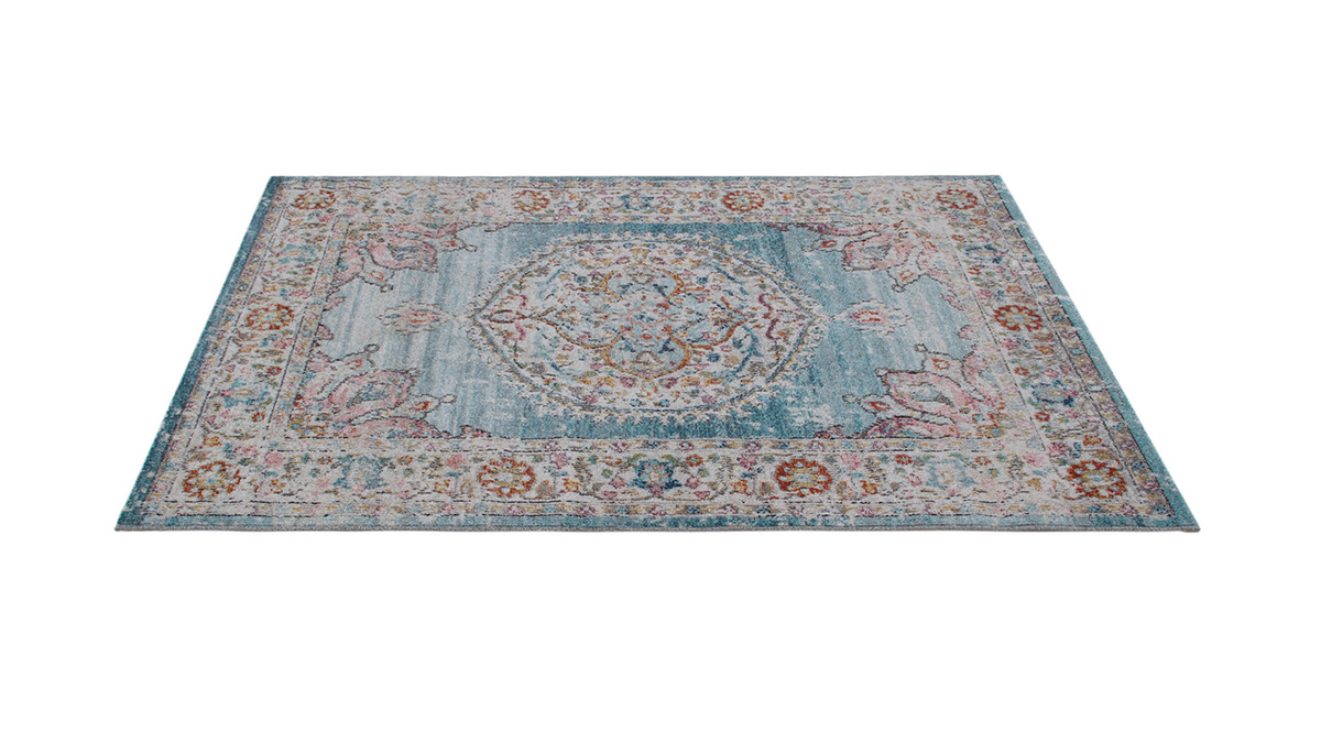 Teppich blau mit buntem Muster 160 x 230 cm TAET