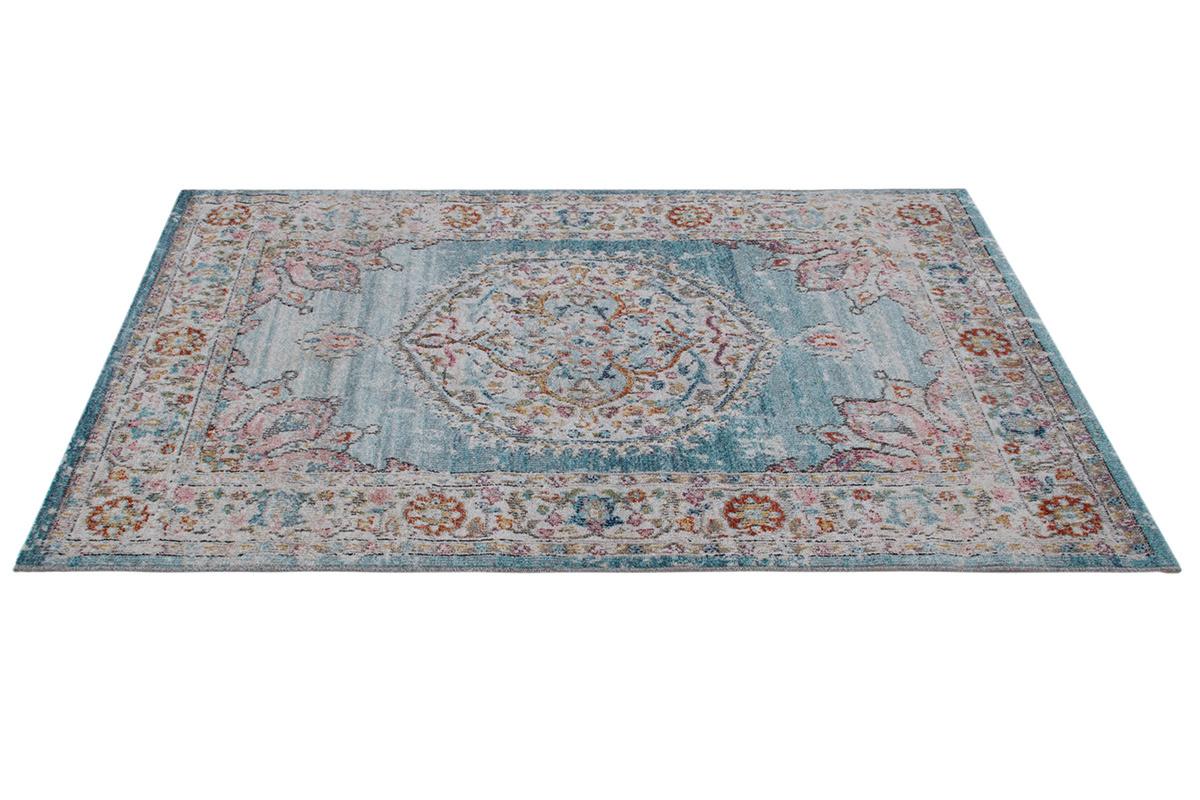 Teppich blau mit buntem Muster 160 x 230 cm TAET