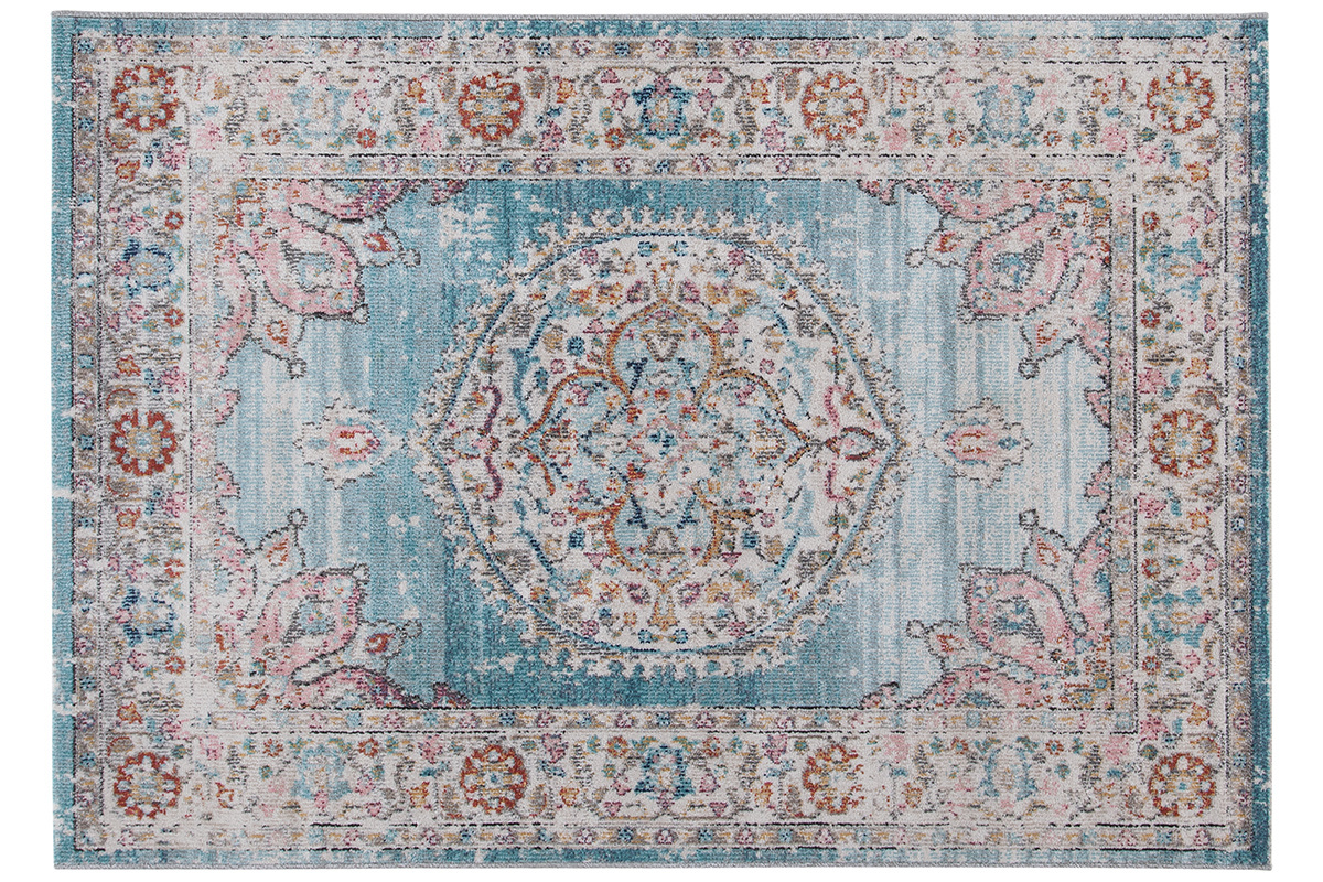 Teppich blau mit buntem Muster 160 x 230 cm TAET