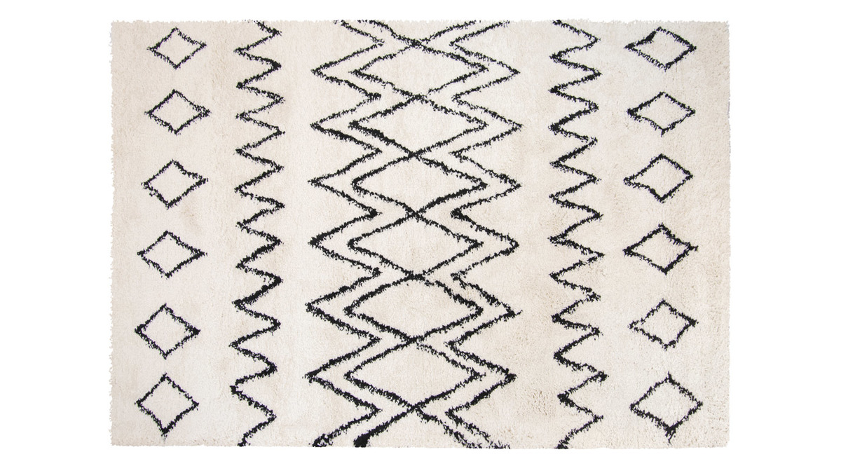 Teppich elfenbein und schwarz Polypropylen 160 x 230 cm AZETTA