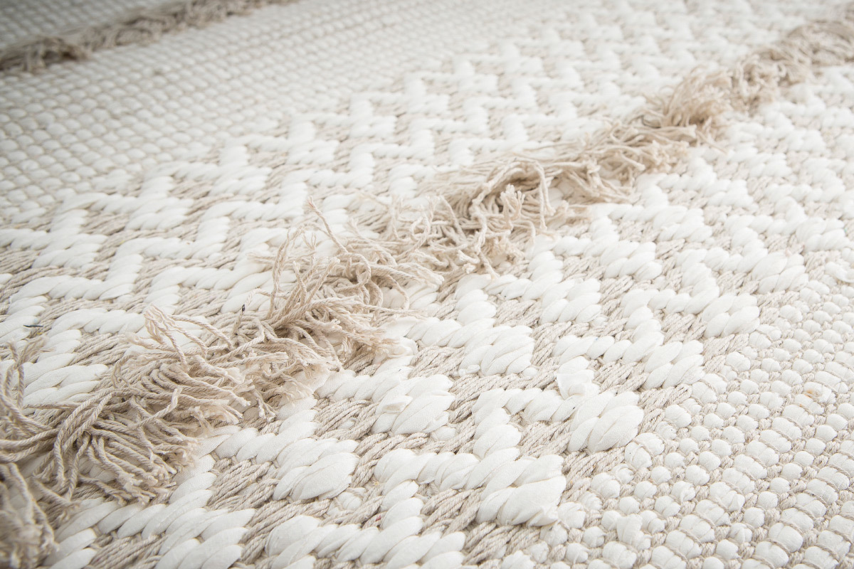 Teppich Elfenbeinfarben Baumwolle 120x180cm HYGGE