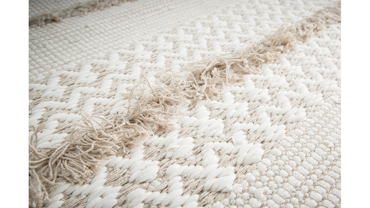 Teppich Elfenbeinfarben Baumwolle 160 x 230 cm HYGGE