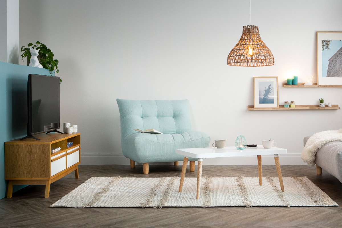 Teppich Elfenbeinfarben Baumwolle 160 x 230 cm HYGGE