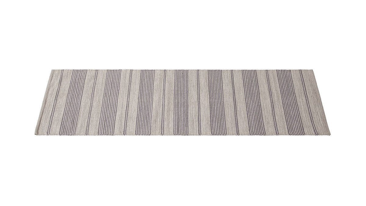 Teppich für Flur aus Baumwolle in Grau und Beige 60x200 cm CABOURG