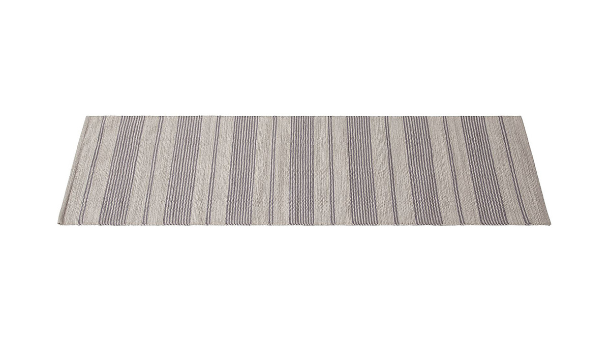 Teppich fr Flur aus Baumwolle in Grau und Beige 60x200 cm CABOURG