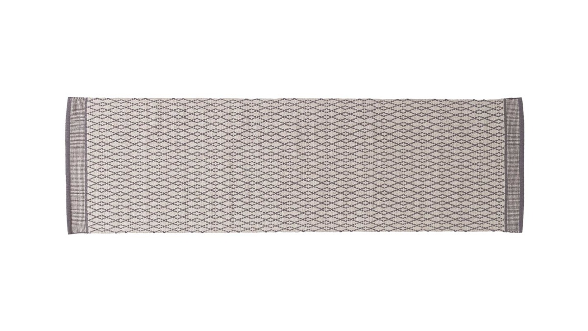 Teppich fr Flur aus Baumwolle in Grau und Beige 60x200 cm TUDY