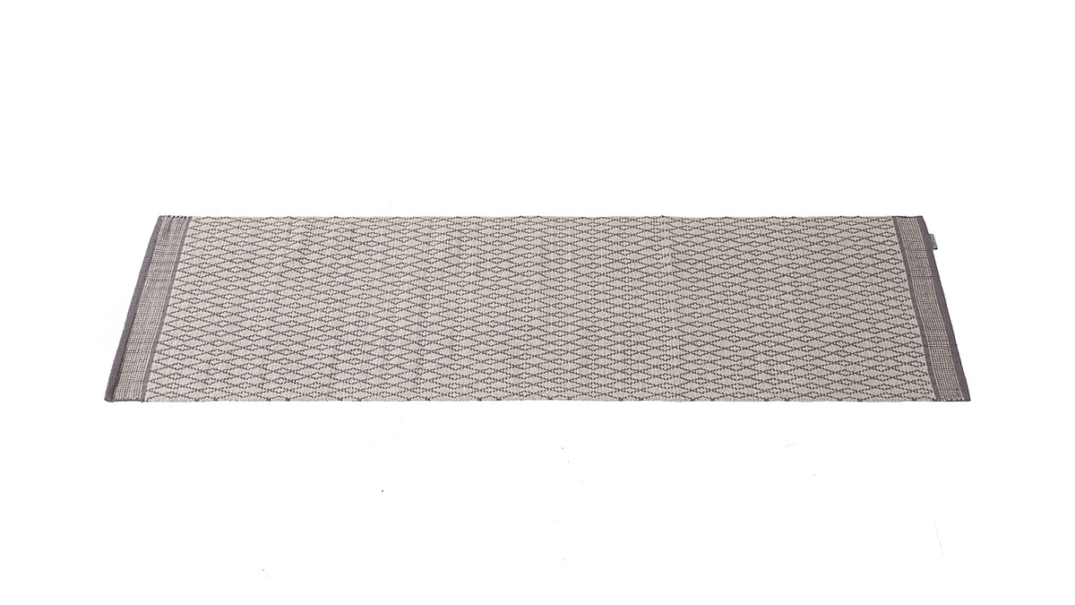 Teppich fr Flur aus Baumwolle in Grau und Beige 60x200 cm TUDY