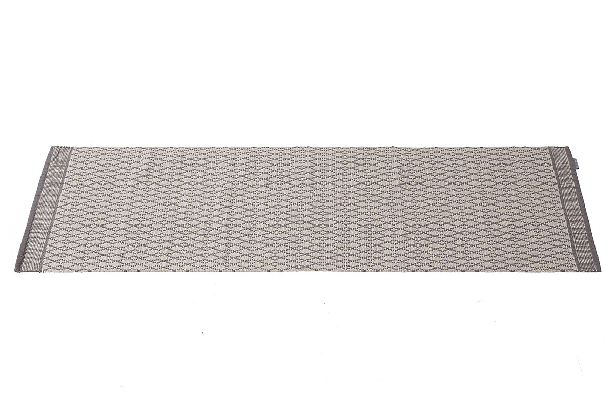Teppich fr Flur aus Baumwolle in Grau und Beige 60x200 cm TUDY