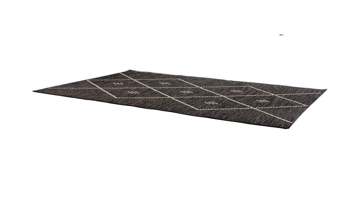 Teppich für Innen- und Außenbereiche oder Bettvorleger schwarz/weiß 60x110 cm ASMA