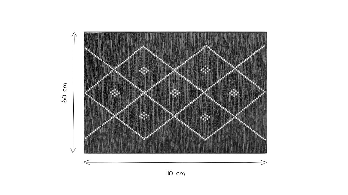 Teppich fr Innen- und Auenbereiche oder Bettvorleger schwarz/wei 60x110 cm ASMA