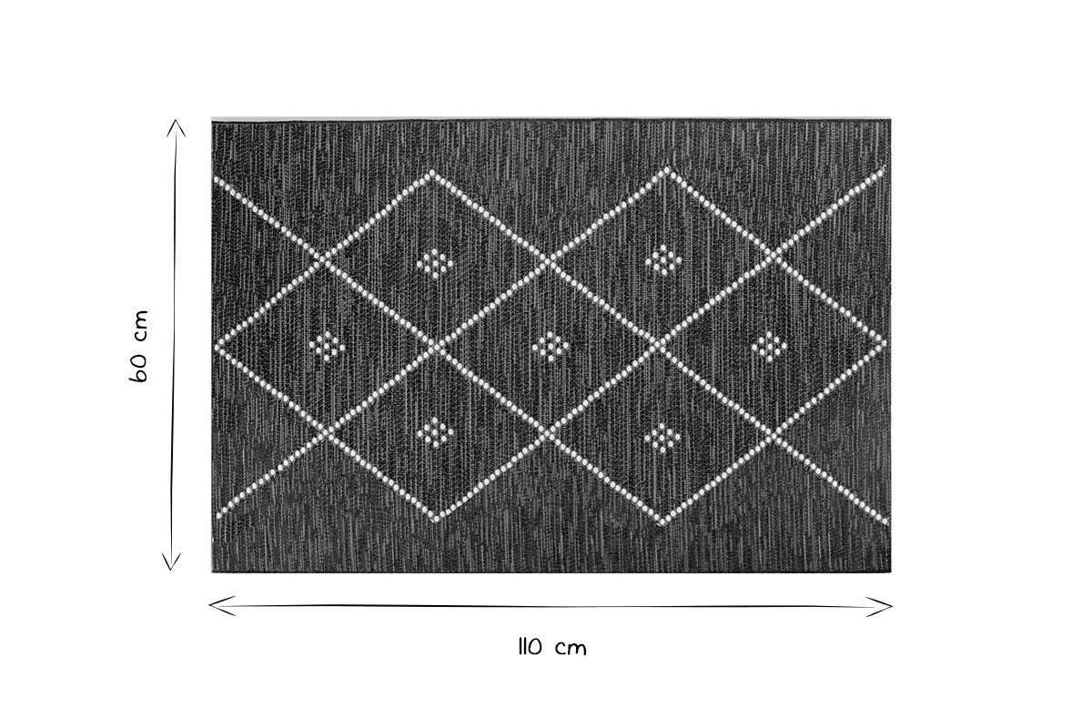 Teppich fr Innen- und Auenbereiche oder Bettvorleger schwarz/wei 60x110 cm ASMA