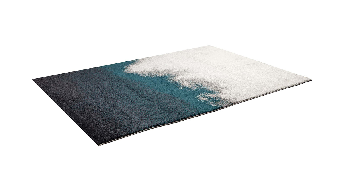 Teppich grau und blau modern aus Polypropylen 160x230cm TEKOA