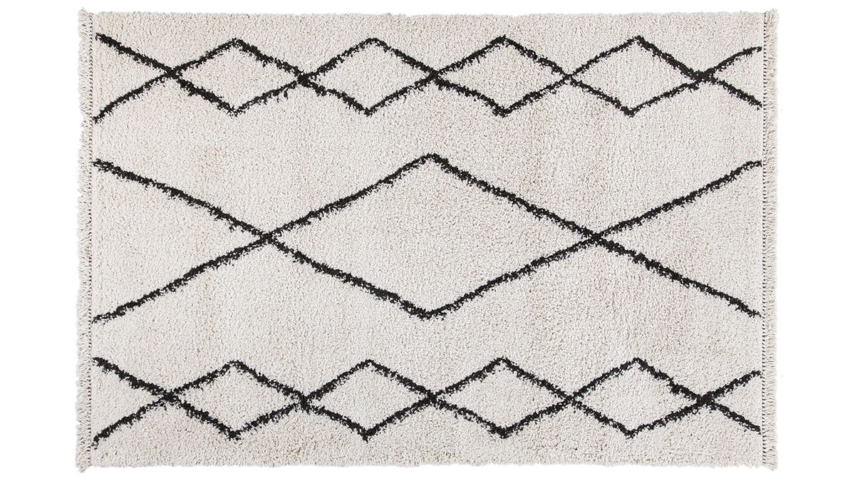 Teppich im Berberstil Schwarz und Wei 160 x 230 cm TRIBU