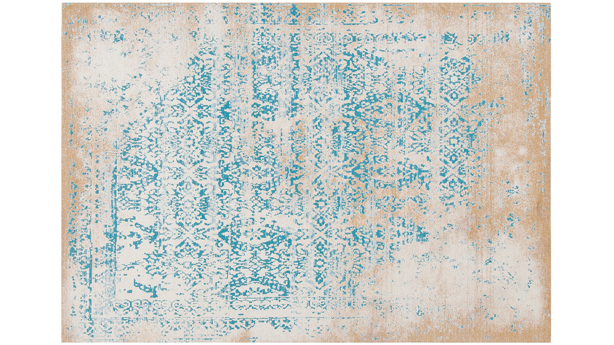 Teppich mit abstraktem Muster beige und blau 160 x 230 cm AZUR