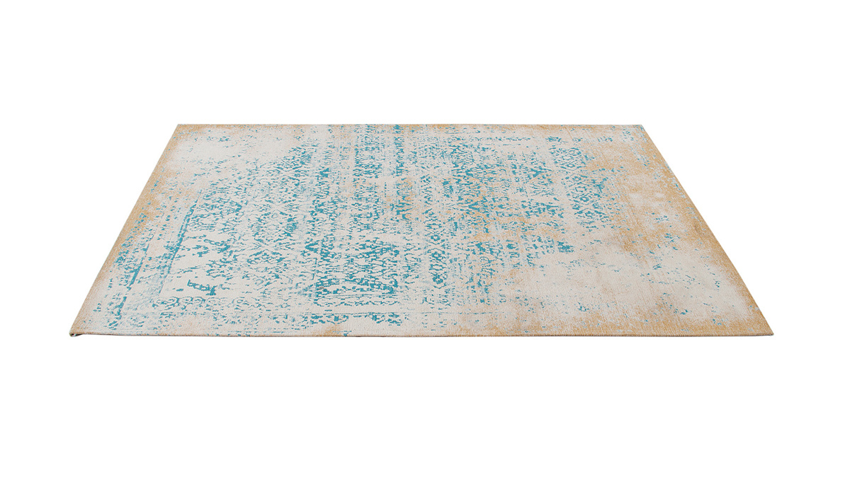 Teppich mit abstraktem Muster beige und blau 160 x 230 cm AZUR