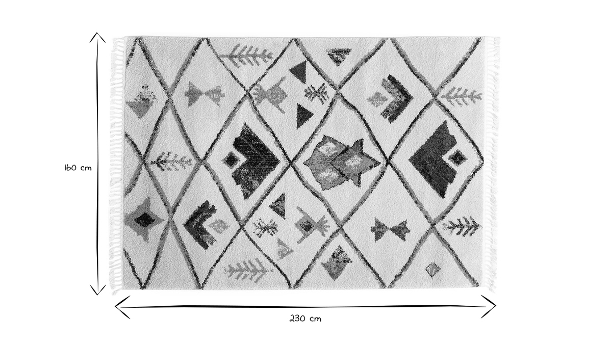 Teppich mit Berbermuster mehrfarbig mit weien Pompons L160 x B230 cm ALADIN