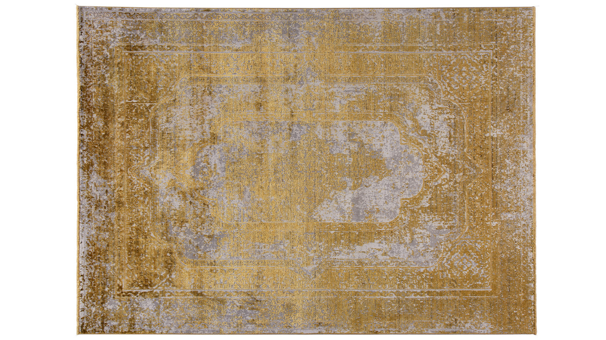 Teppich mit gelbem Abnutzungseffekt mit gewebtem Muster 160 x 230 cm PERSE