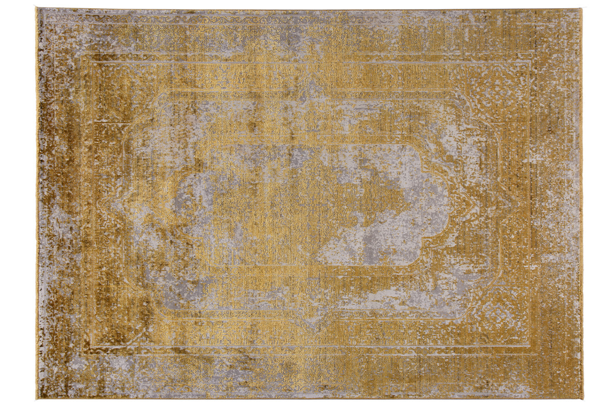 Teppich mit gelbem Abnutzungseffekt mit gewebtem Muster 160 x 230 cm PERSE