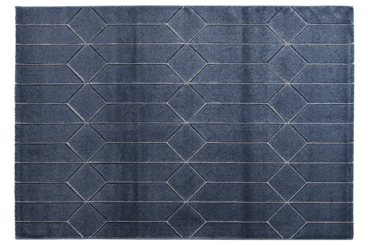 Teppich modern blau mit grafischen Motiven ARROWS