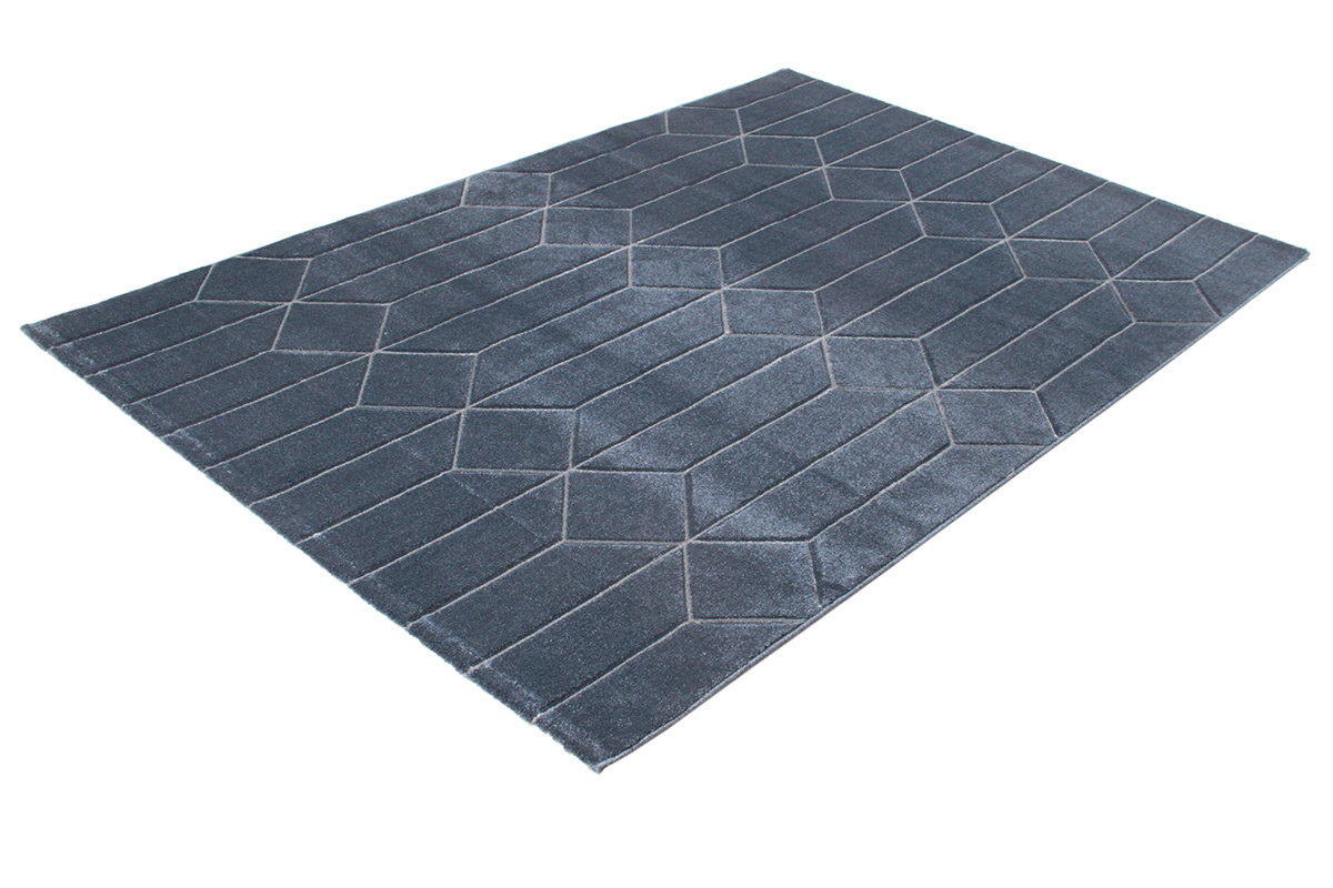 Teppich modern blau mit grafischen Motiven ARROWS
