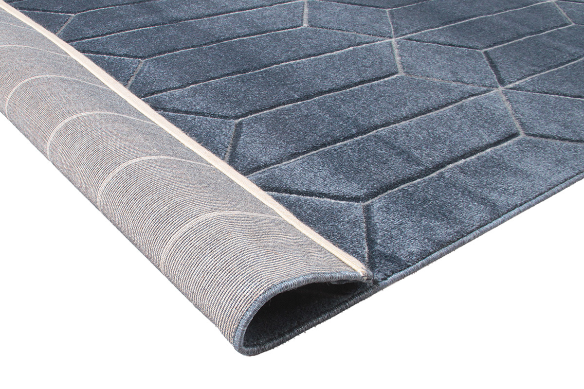Teppich modern blau mit grafischen Motiven ARROWS