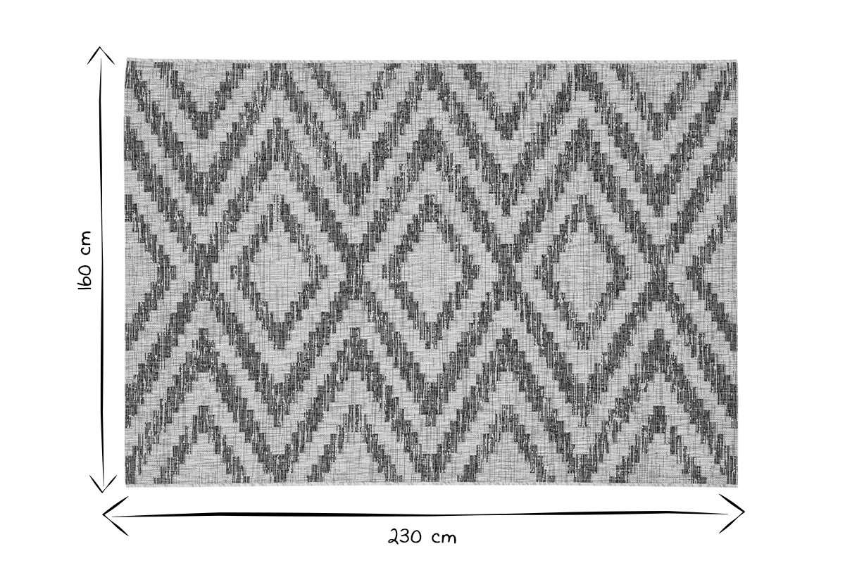 Teppich Outdoor geometrisches Muster grau 160 x 230 cm LUDI