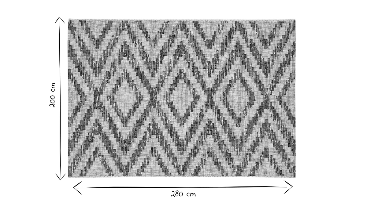 Teppich Outdoor geometrisches Muster grau 200 x 280 cm LUDI - Miliboo