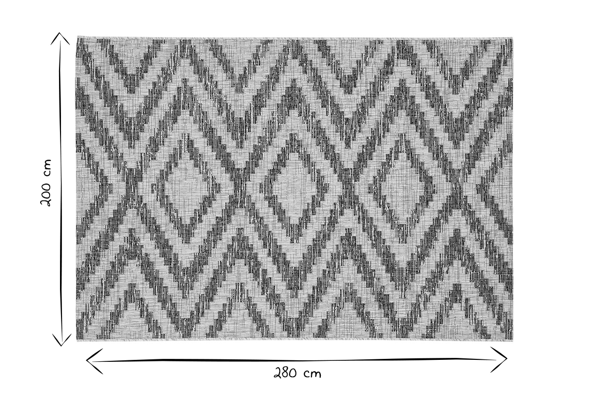 Teppich Outdoor geometrisches Muster grau 200 x 280 cm LUDI