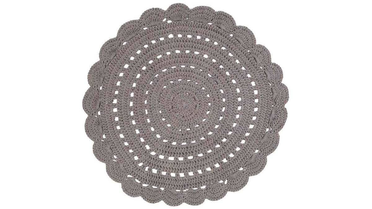 Teppich rund und gehkelt dunkelgrau 120cm ALMA