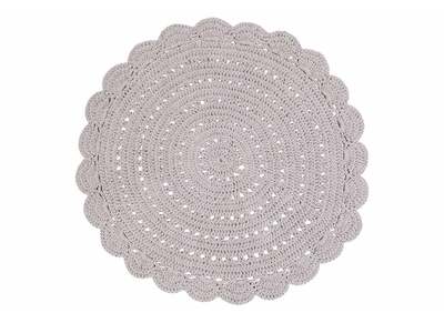 Teppich rund und gehäkelt hellgrau 120cm ALMA - Teppich rund und gehäkelt hellgrau 120cm ALMA
