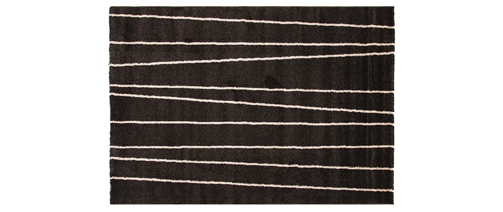 Teppich schokoladenfarben mit beigen Streifen 160 x 230 cm LINE