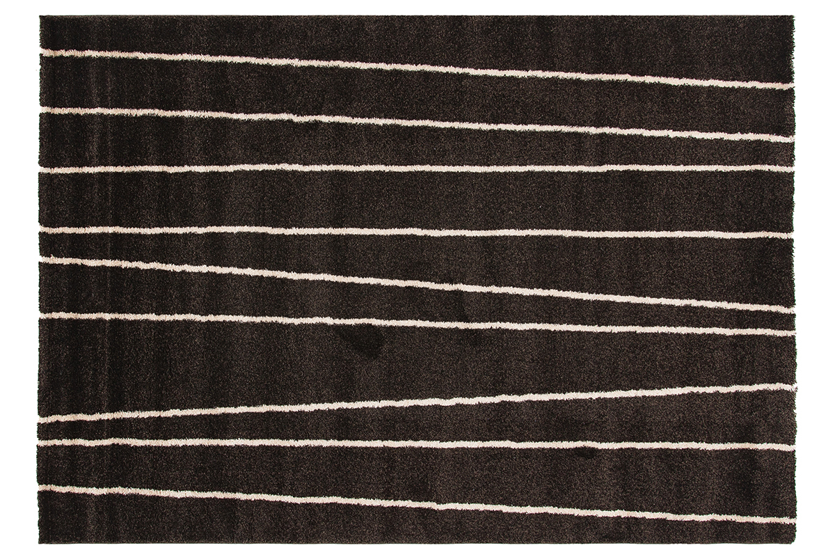 Teppich schokoladenfarben mit beigen Streifen 160 x 230 cm LINE