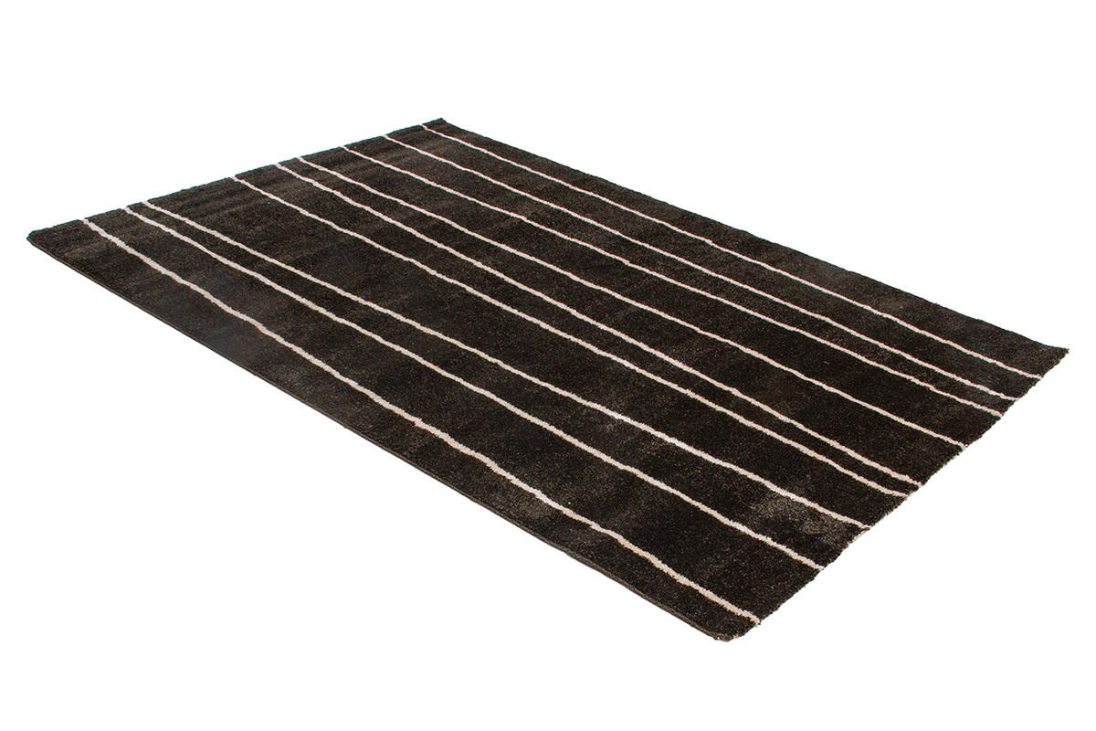 Teppich schokoladenfarben mit beigen Streifen 160 x 230 cm LINE