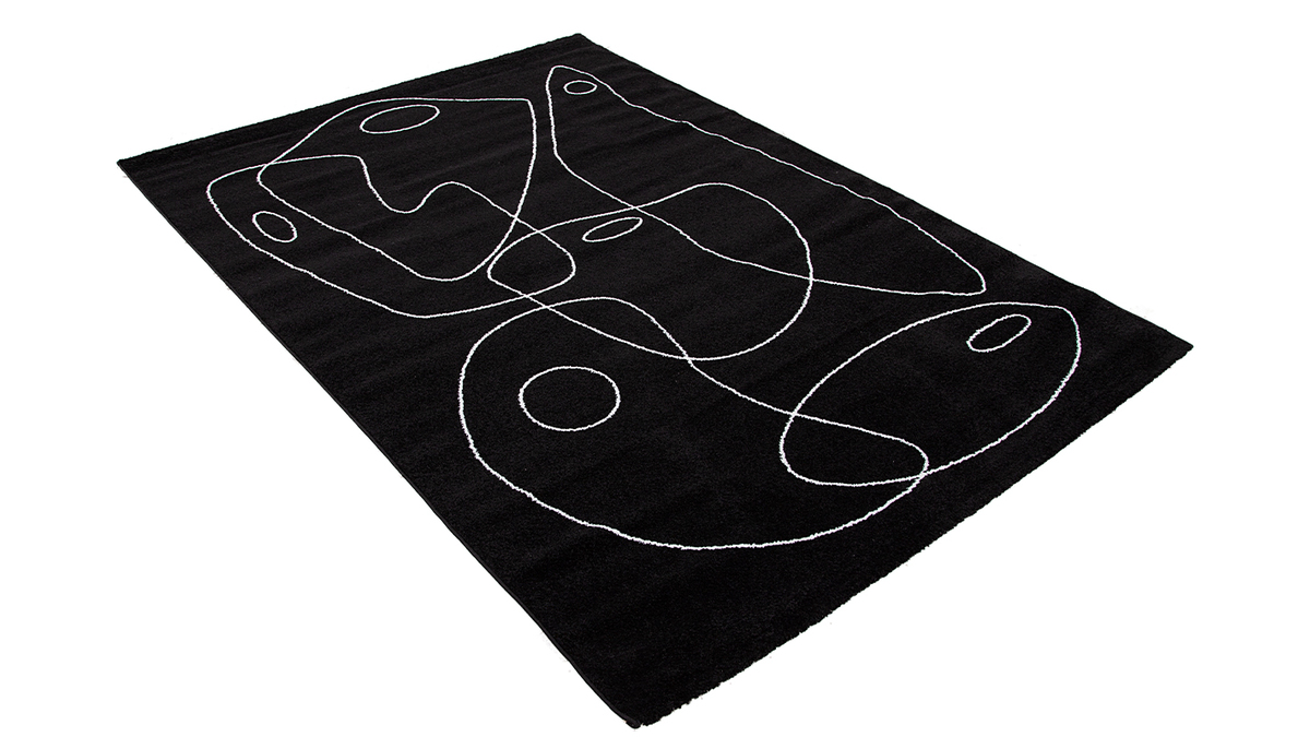 Teppich Schwarz mit Line Art Motiv 160x230 cm ARTISTE