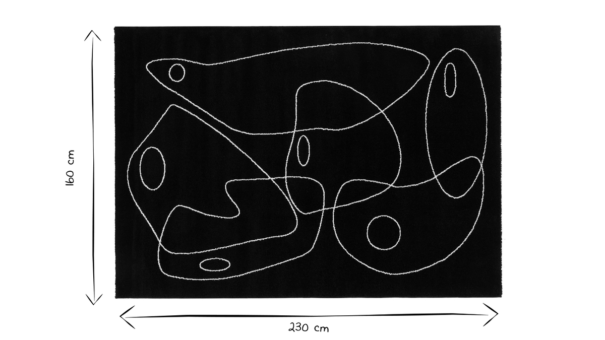 Teppich Schwarz mit Line Art Motiv 160x230 cm ARTISTE