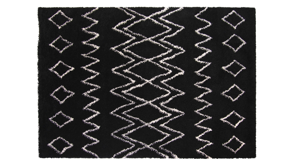 Teppich Schwarz und Elfenbeinfarben Polypropylen 160x230 AZETTA