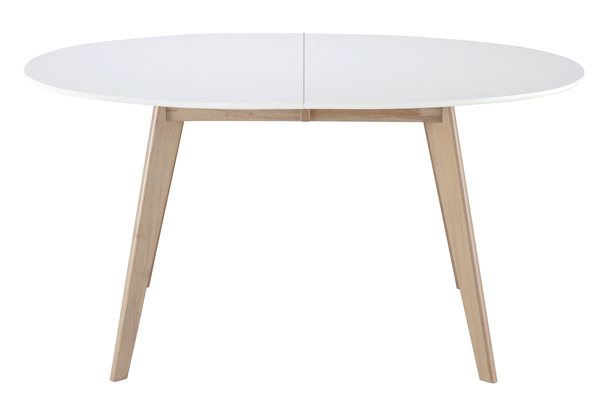 Tisch ausziehbar oval Weiß und helles Holz L47-47 LEENA - Miliboo