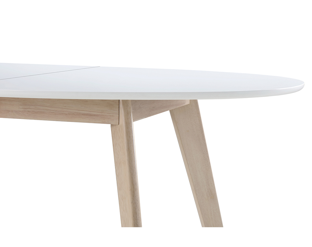 Tisch ausziehbar oval Weiß und helles Holz L47-47 LEENA - Miliboo