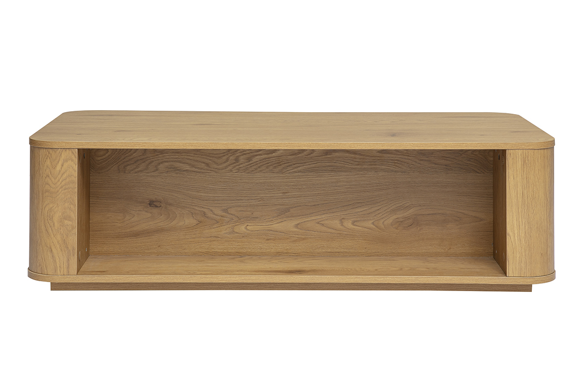 Rechteckiger Couchtisch mit Stauraum, 2 Schubladen, helle Holzoptik Eiche, R�ckansicht.