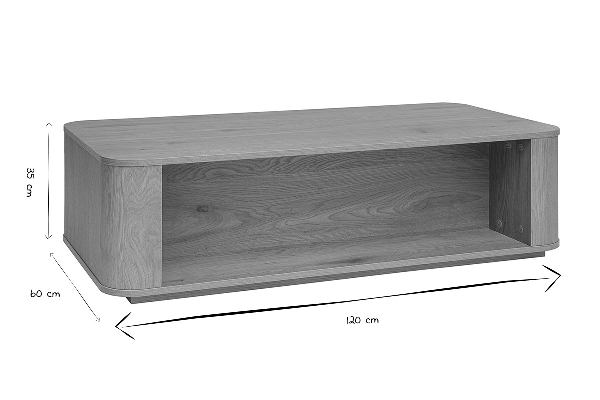 Rechteckiger Couchtisch mit Stauraum, Ma�e: L120 cm, B60 cm, H35 cm, in Schwarz und Wei�.
