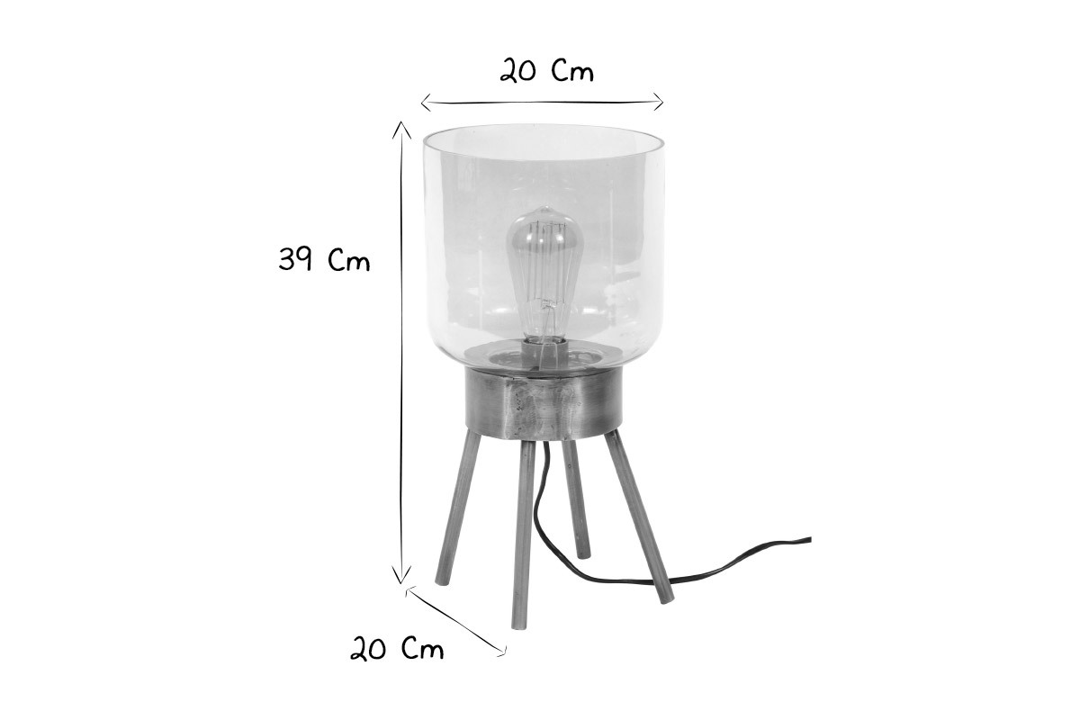 Tischlampe aus bronzefarbenem Metall und bernsteinfarbenem Glas AMBER