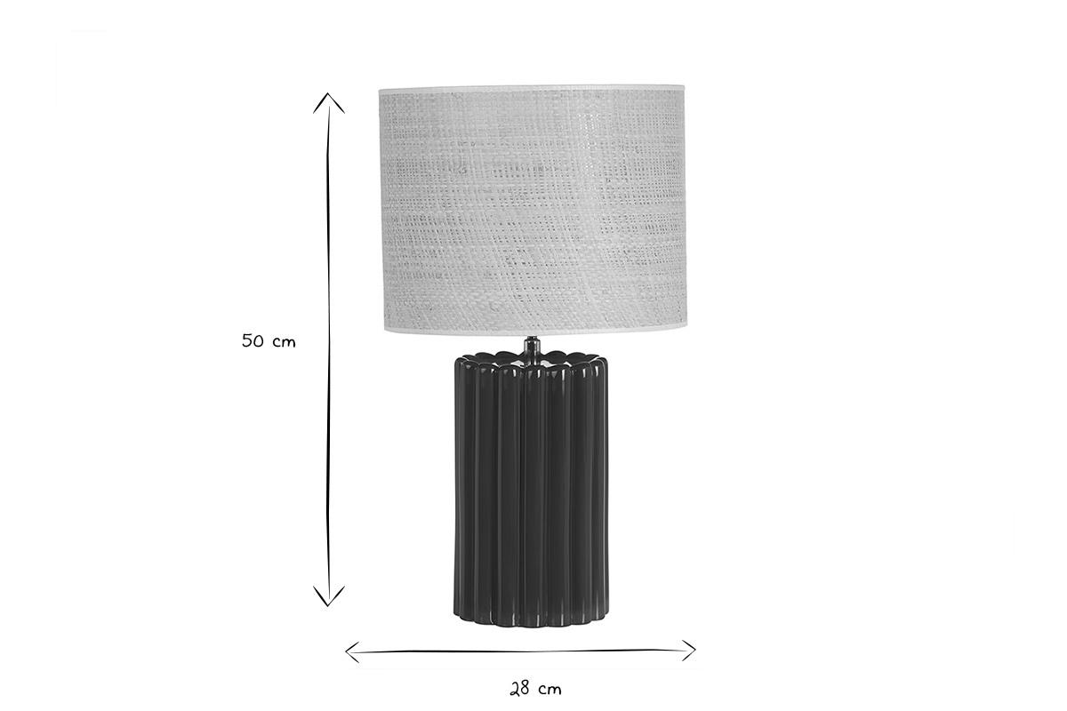 Abmessungen der CANELLA-Lampe: H�he 50 cm, Breite 28 cm, in Schwarz und Wei�.