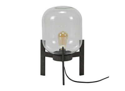 Tischlampe aus Metall Antiksilber Finish und Glaskugel HALCYLON