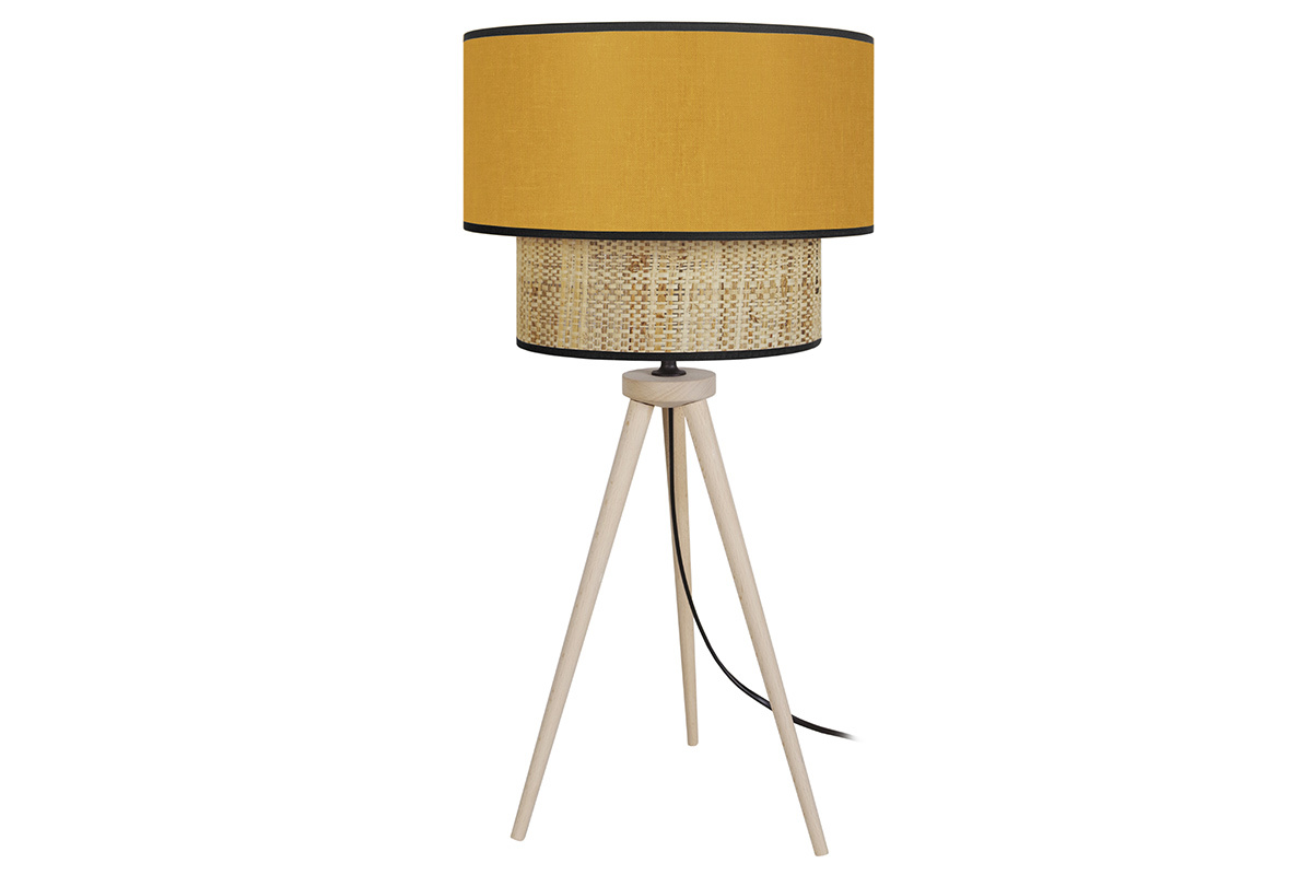 Tischlampe Bimaterial Jute und senfgelb Gewebe CHILL