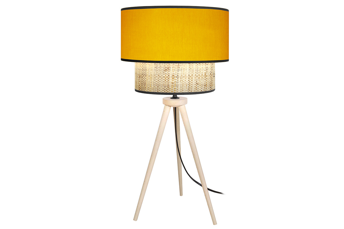 Tischlampe Bimaterial Jute und senfgelb Gewebe CHILL