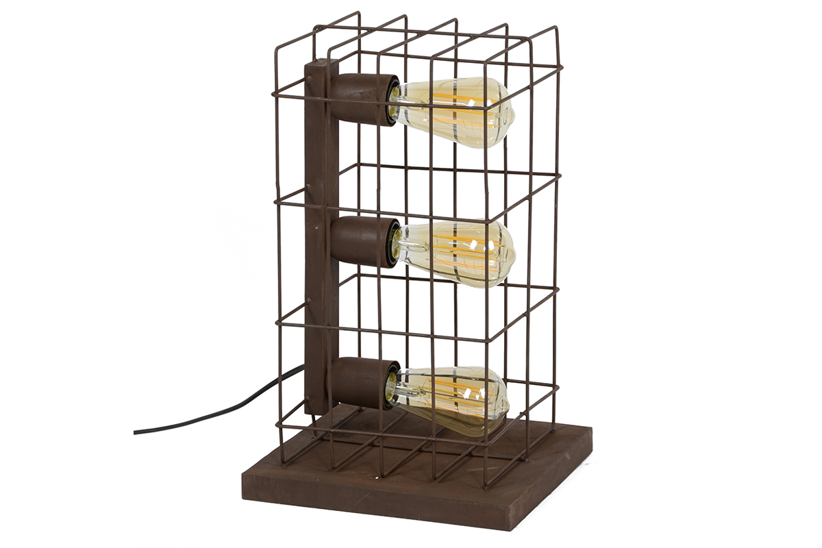 Tischlampe industriell aus Metall Rosteffekt Braun RUST