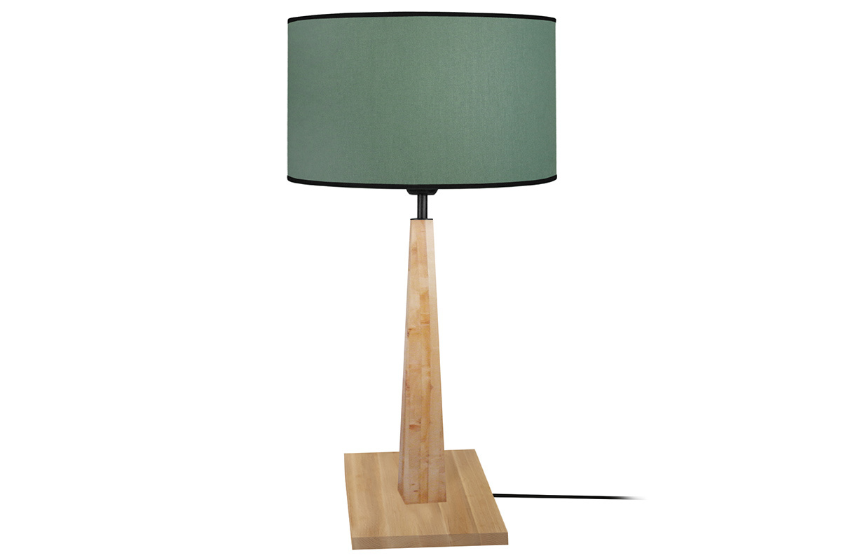 Tischlampe mit Holzfen blaugrau NIDRA