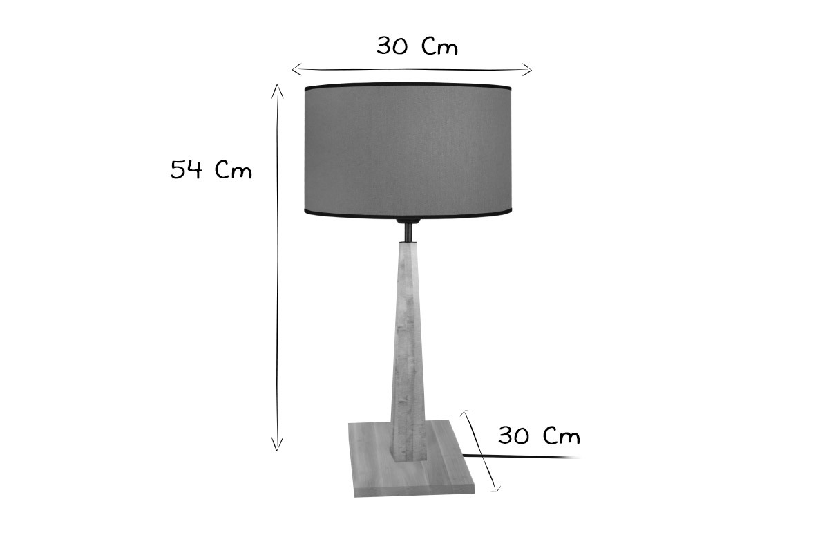 Tischlampe mit Holzfen blaugrau NIDRA