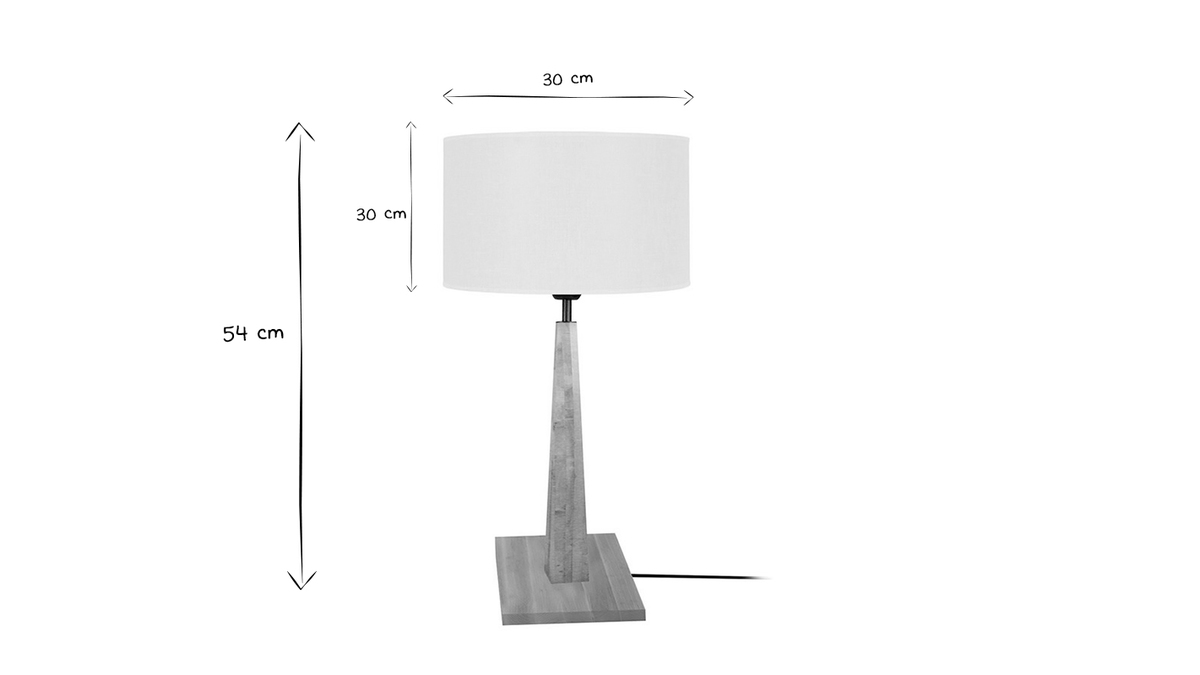 Tischlampe mit Holzfen ecru NIDRA